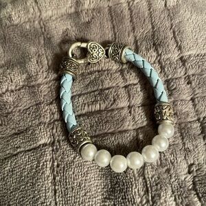 Fun Brighton? Silver-Tone Pearl Leather Bracelet
